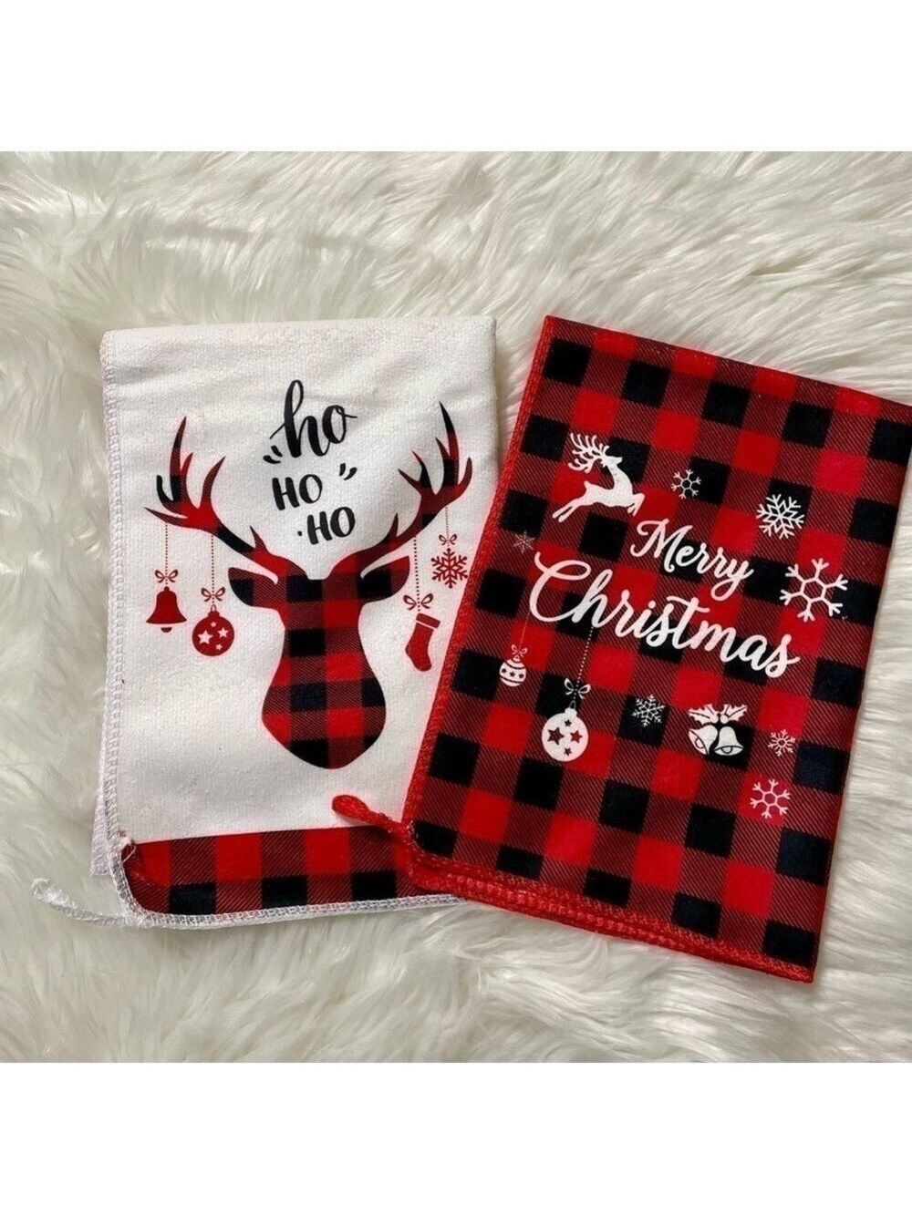 Kitchen Towels Christmas Red White Black Set of 2 - Picture 6 of 6